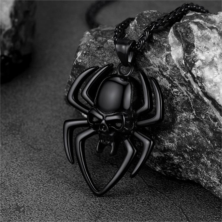 Halloween Skull Spider Necklace for