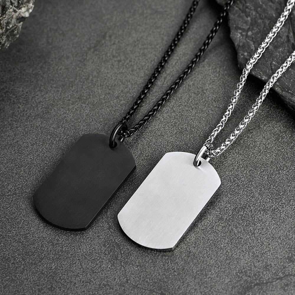 Engraved American Flag Dog Tag Necklace for