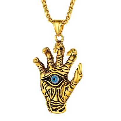 Dragon Claw Blue Evil Eye Pendant Necklace for