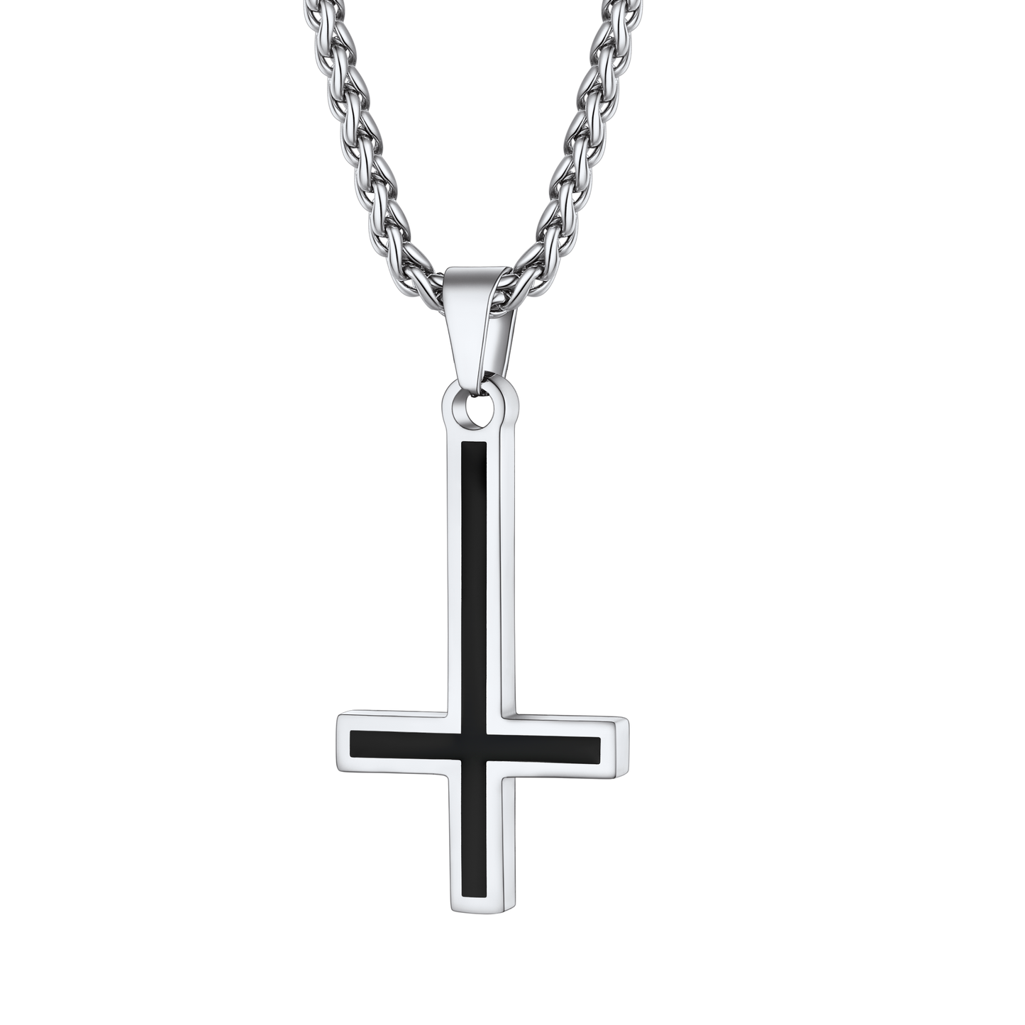 Enamel Upside Down Cross Necklace for