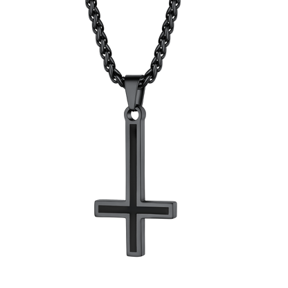 Enamel Upside Down Cross Necklace for