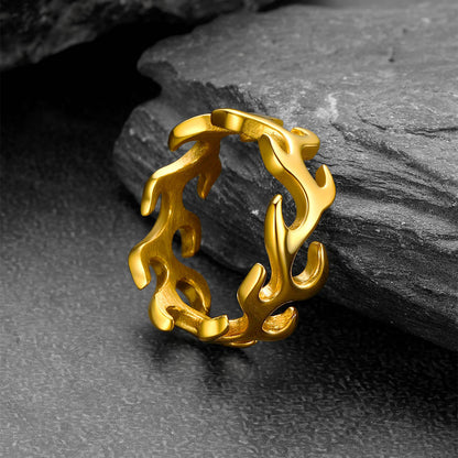 Stainless Steel Punk Flame Ring for