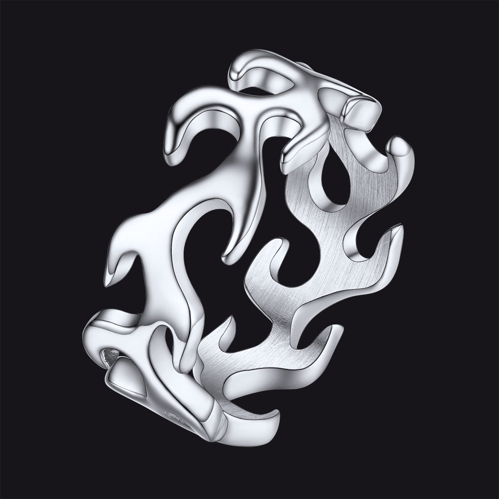 Stainless Steel Punk Flame Ring for