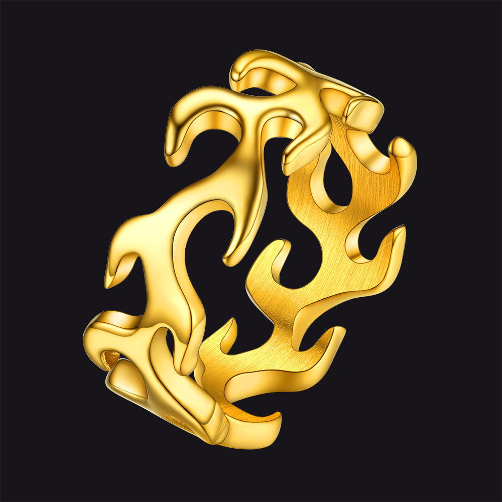 Stainless Steel Punk Flame Ring for