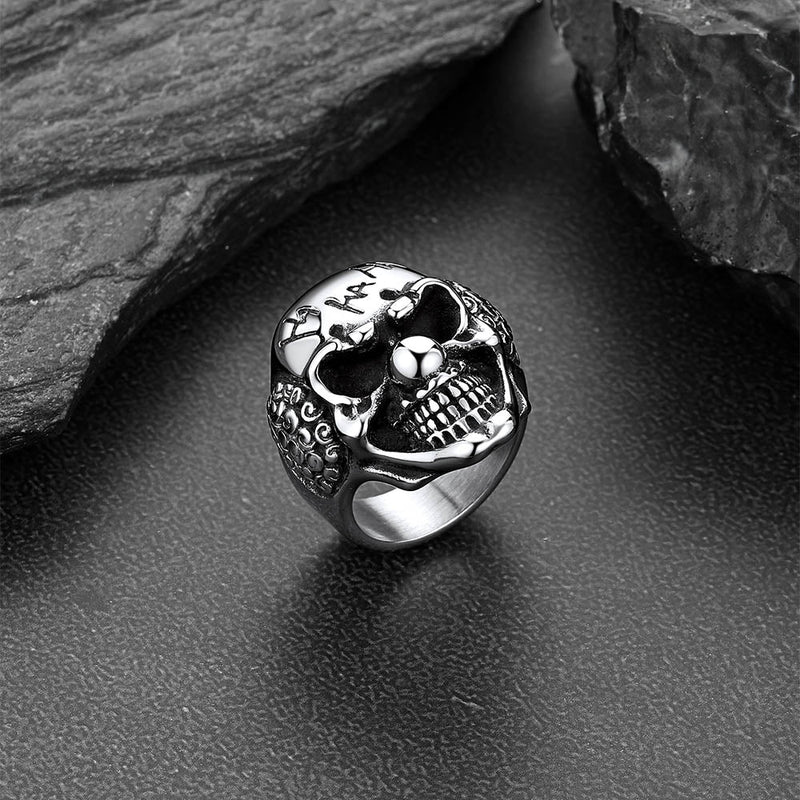 Gothic Joker Clown Skull Stainless Steel Ring for