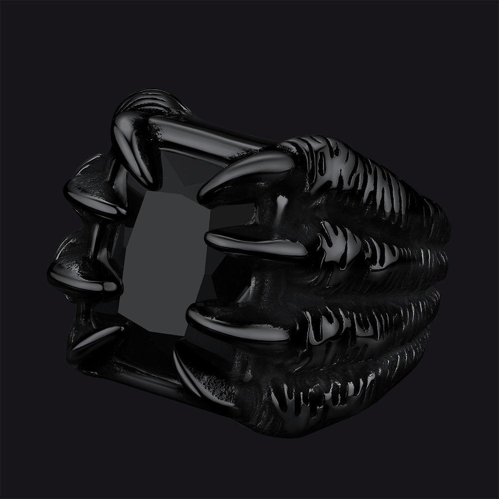 Crystal Dragon Claw Stainless Steel Gemstone Ring for