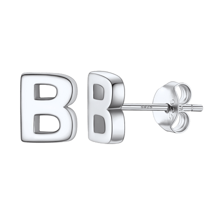 Sterling Silver Tiny Initial Letter Earrings Alphabet Studs for