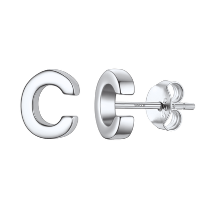 Sterling Silver Tiny Initial Letter Earrings Alphabet Studs for