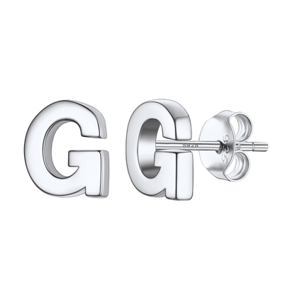 Sterling Silver Tiny Initial Letter Earrings Alphabet Studs for