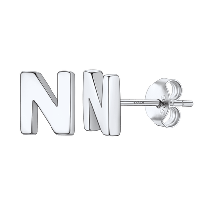 Sterling Silver Tiny Initial Letter Earrings Alphabet Studs for