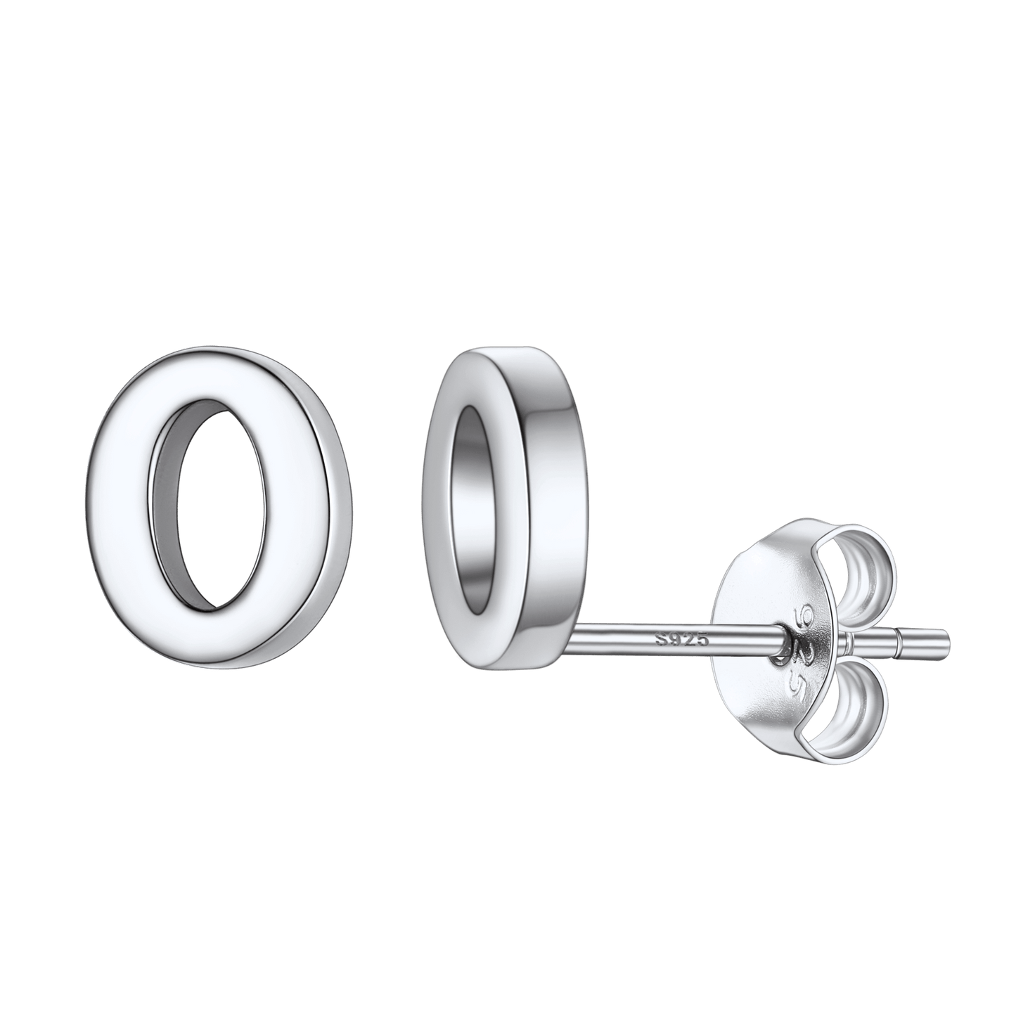 Sterling Silver Tiny Initial Letter Earrings Alphabet Studs for
