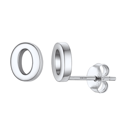 Sterling Silver Tiny Initial Letter Earrings Alphabet Studs for