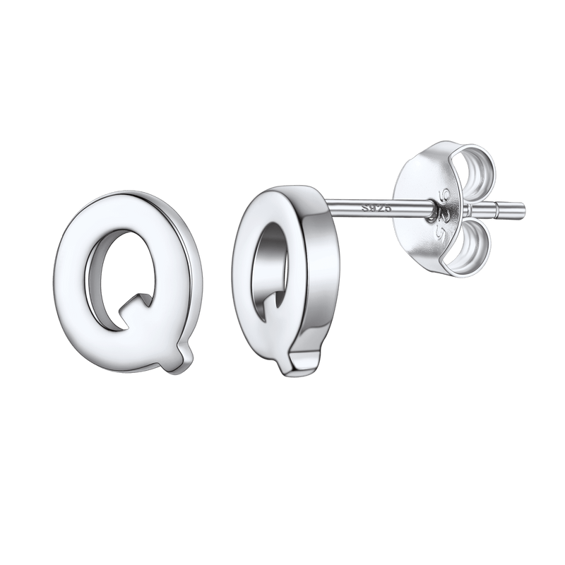 Sterling Silver Tiny Initial Letter Earrings Alphabet Studs for