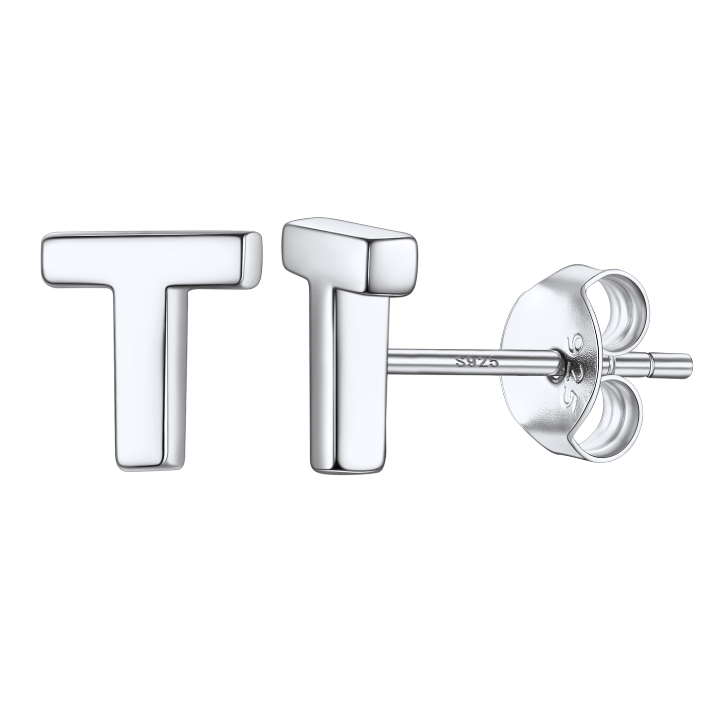 Sterling Silver Tiny Initial Letter Earrings Alphabet Studs for
