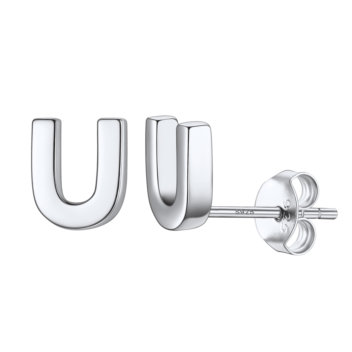 Sterling Silver Tiny Initial Letter Earrings Alphabet Studs for