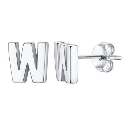 Sterling Silver Tiny Initial Letter Earrings Alphabet Studs for
