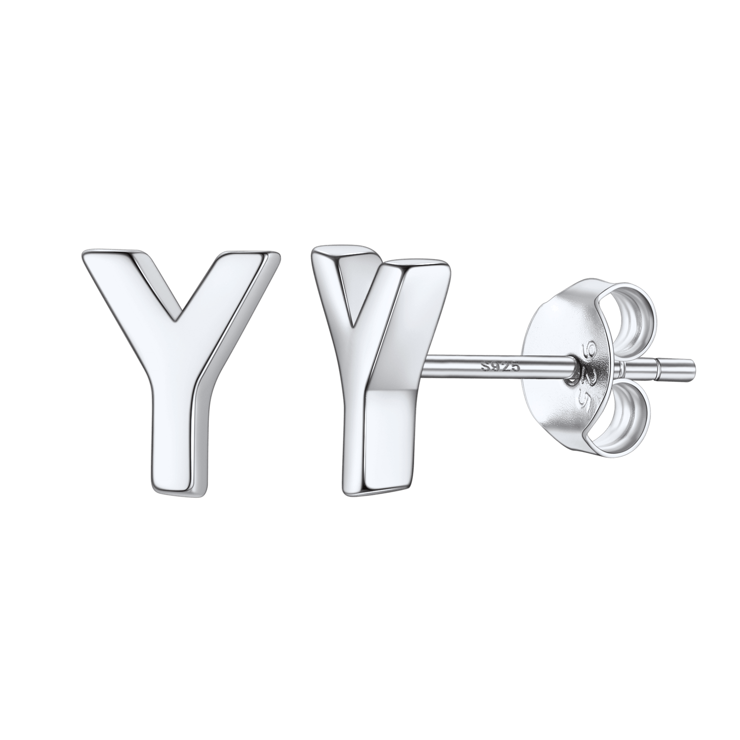 Sterling Silver Tiny Initial Letter Earrings Alphabet Studs for