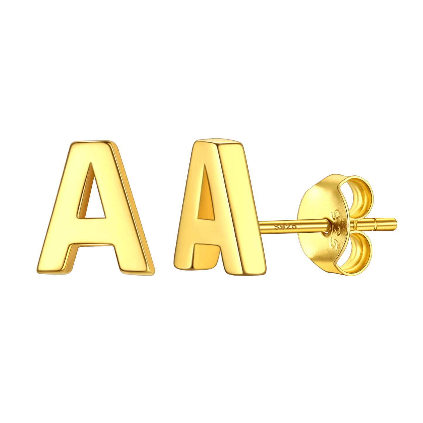 Sterling Silver Tiny Initial Letter Earrings Alphabet Studs for