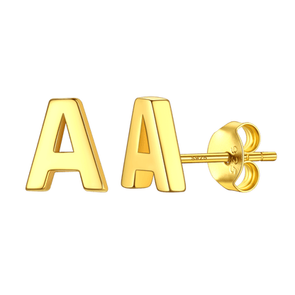 Sterling Silver Tiny Initial Letter Earrings Alphabet Studs for