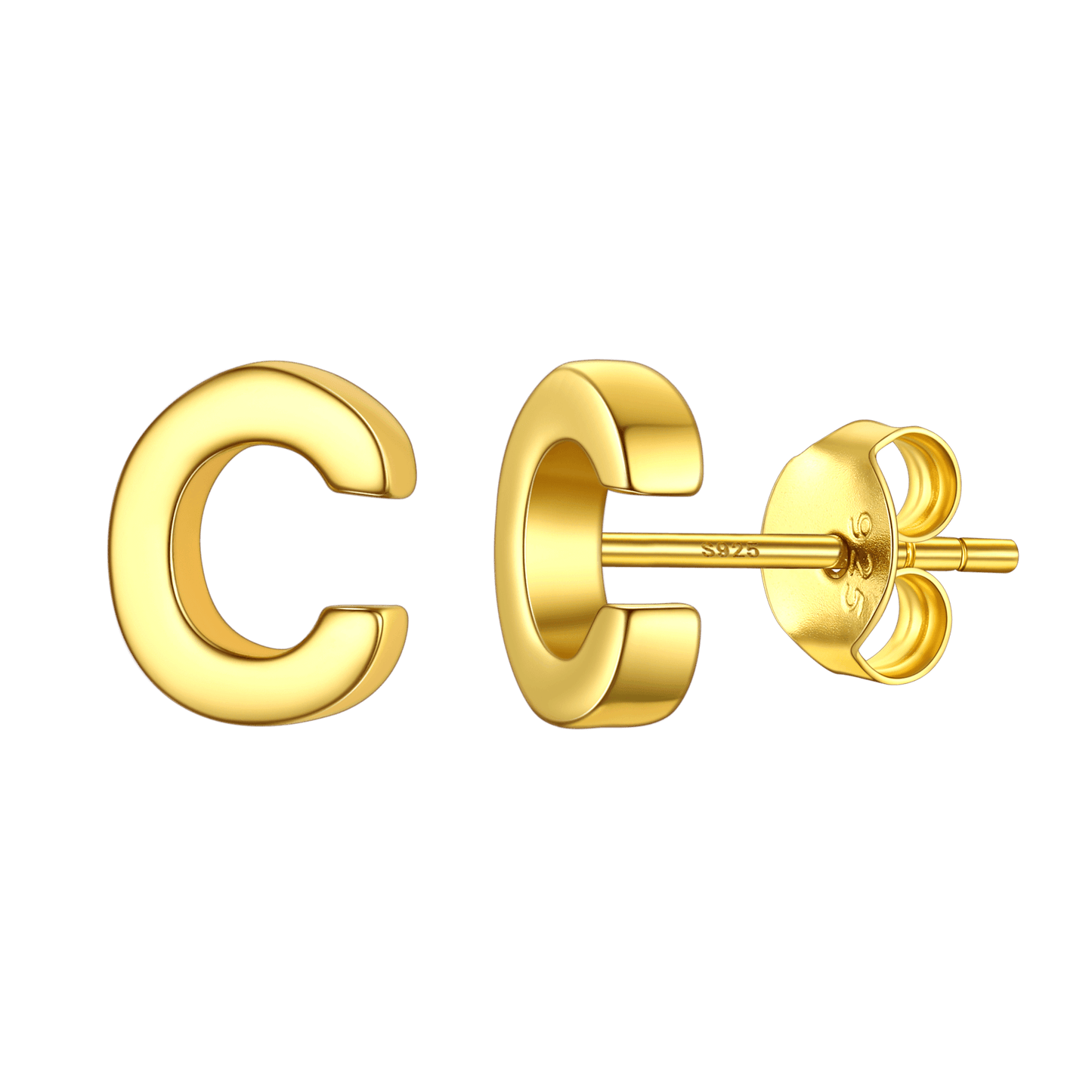 Sterling Silver Tiny Initial Letter Earrings Alphabet Studs for