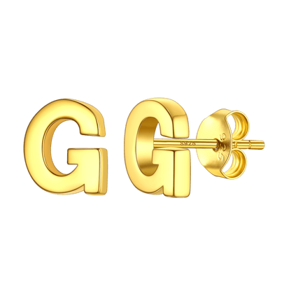 Sterling Silver Tiny Initial Letter Earrings Alphabet Studs for