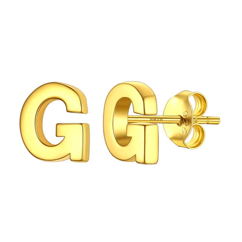 Sterling Silver Tiny Initial Letter Earrings Alphabet Studs for