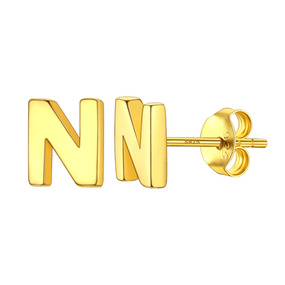 Sterling Silver Tiny Initial Letter Earrings Alphabet Studs for