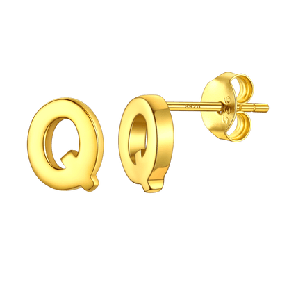 Sterling Silver Tiny Initial Letter Earrings Alphabet Studs for