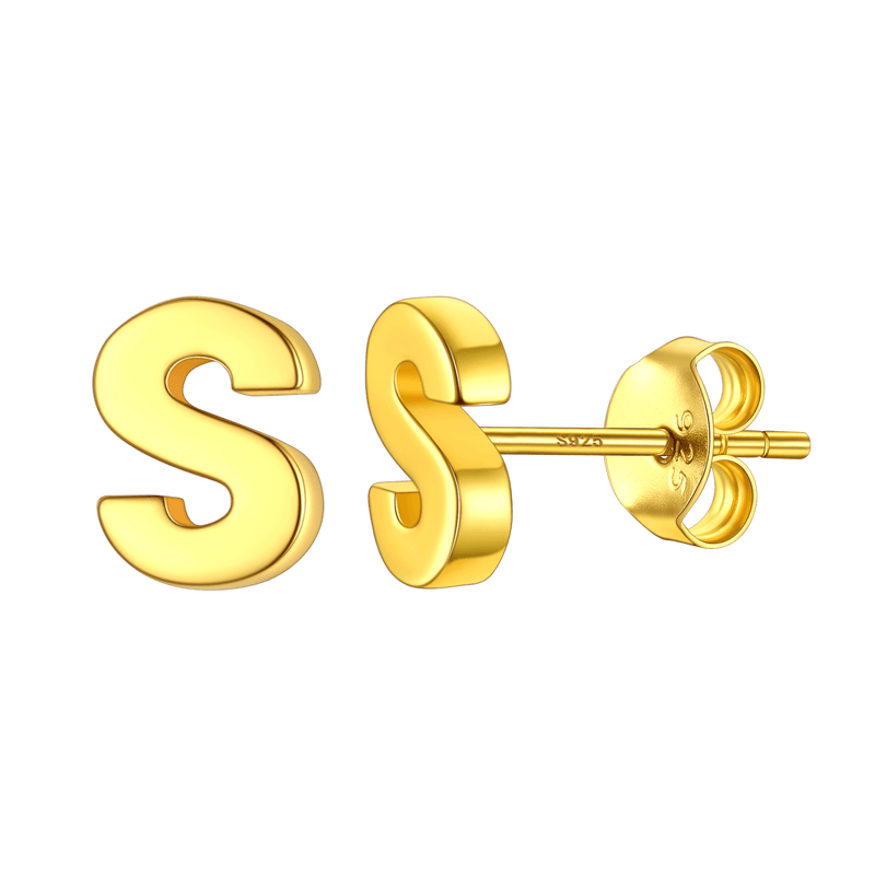 Sterling Silver Tiny Initial Letter Earrings Alphabet Studs for
