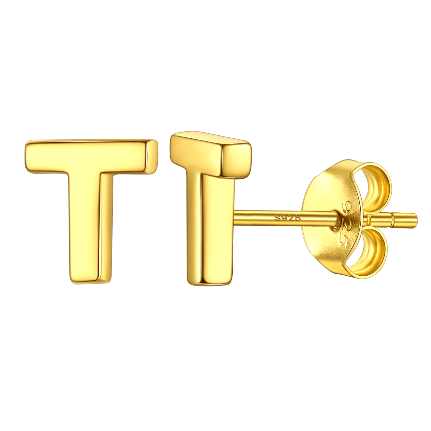 Sterling Silver Tiny Initial Letter Earrings Alphabet Studs for