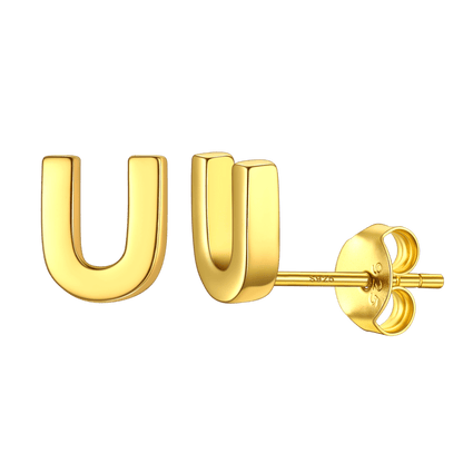 Sterling Silver Tiny Initial Letter Earrings Alphabet Studs for