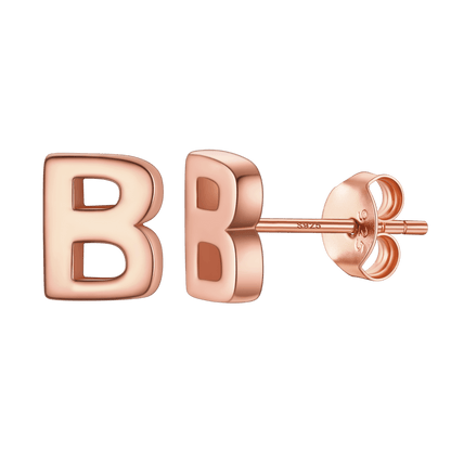 Sterling Silver Tiny Initial Letter Earrings Alphabet Studs for