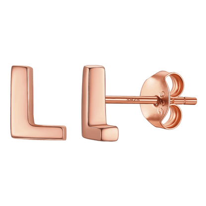 Sterling Silver Tiny Initial Letter Earrings Alphabet Studs for