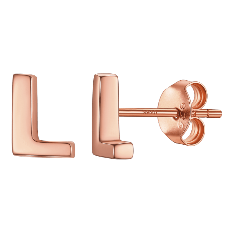 Sterling Silver Tiny Initial Letter Earrings Alphabet Studs for