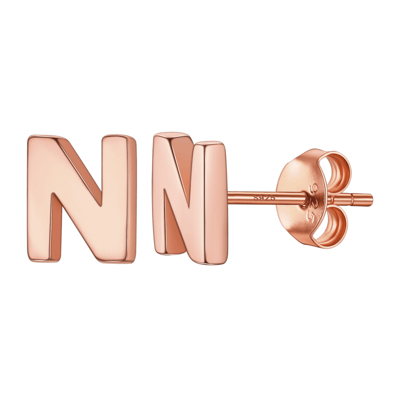Sterling Silver Tiny Initial Letter Earrings Alphabet Studs for