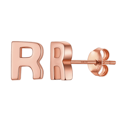 Sterling Silver Tiny Initial Letter Earrings Alphabet Studs for