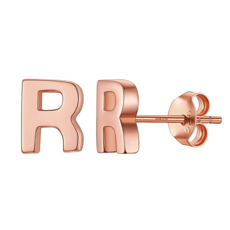 Sterling Silver Tiny Initial Letter Earrings Alphabet Studs for