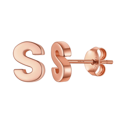 Sterling Silver Tiny Initial Letter Earrings Alphabet Studs for