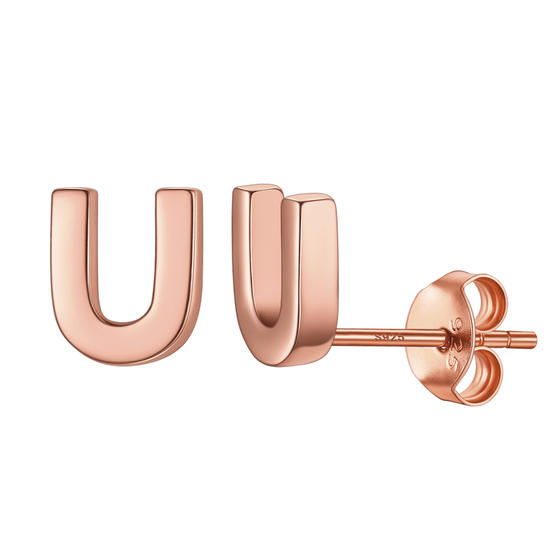 Sterling Silver Tiny Initial Letter Earrings Alphabet Studs for