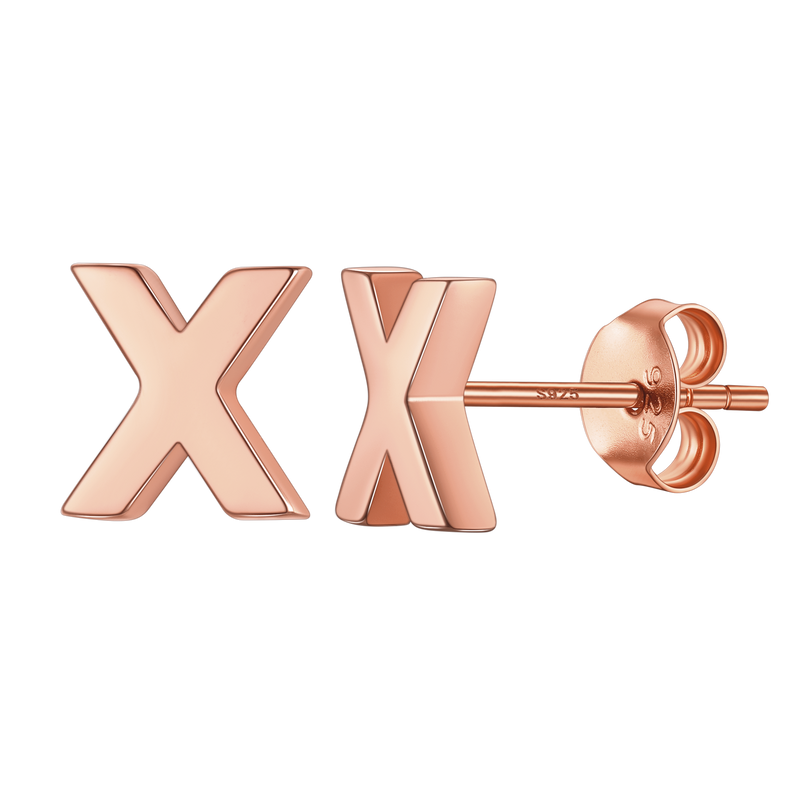 Sterling Silver Tiny Initial Letter Earrings Alphabet Studs for