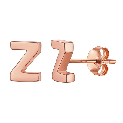 Sterling Silver Tiny Initial Letter Earrings Alphabet Studs for
