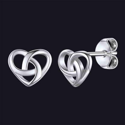 Sterling Silver Celtic Knot Heart Stud Earrings for Girl