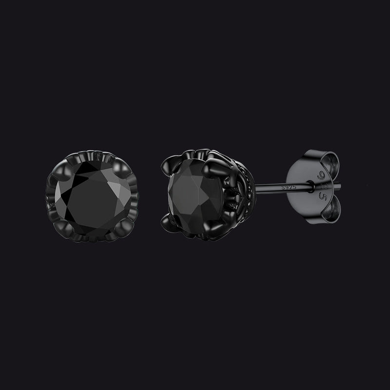 Sterling Silver Black Cubic Zirconia Stud Earrings for