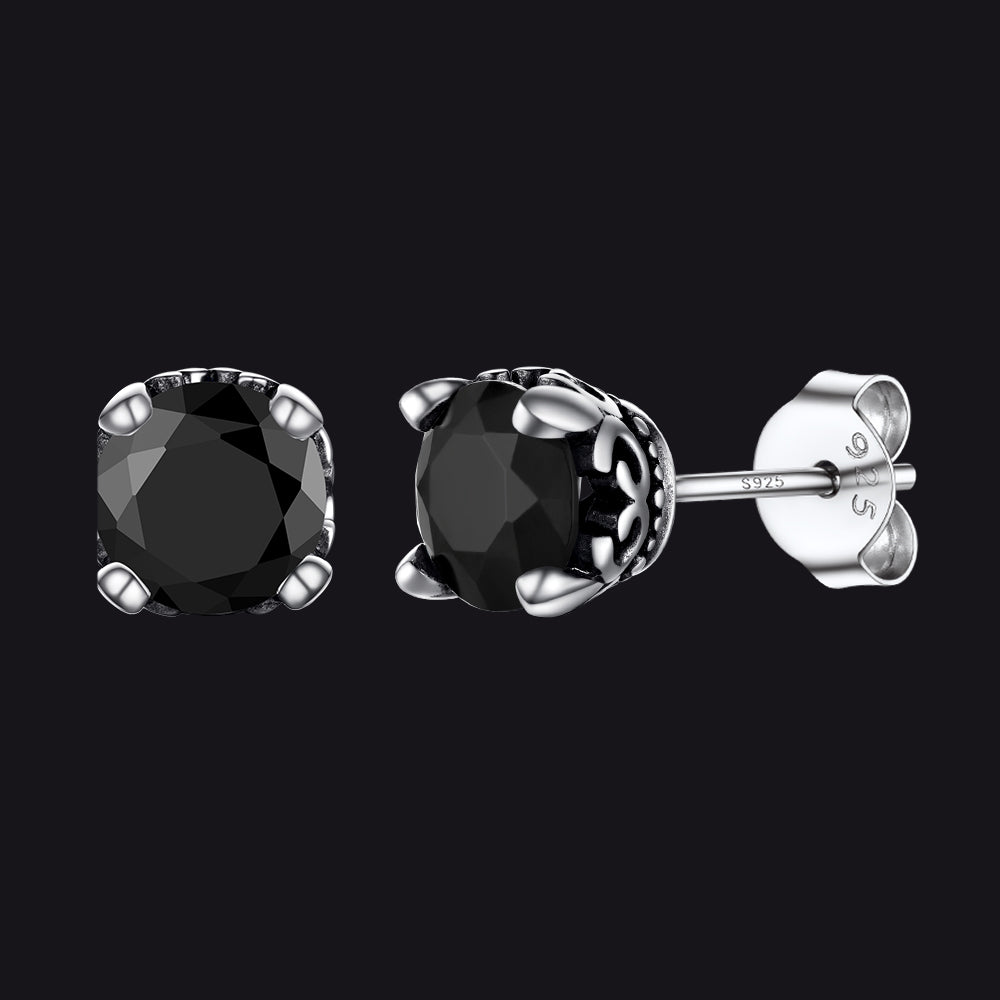 Sterling Silver Black Cubic Zirconia Stud Earrings for