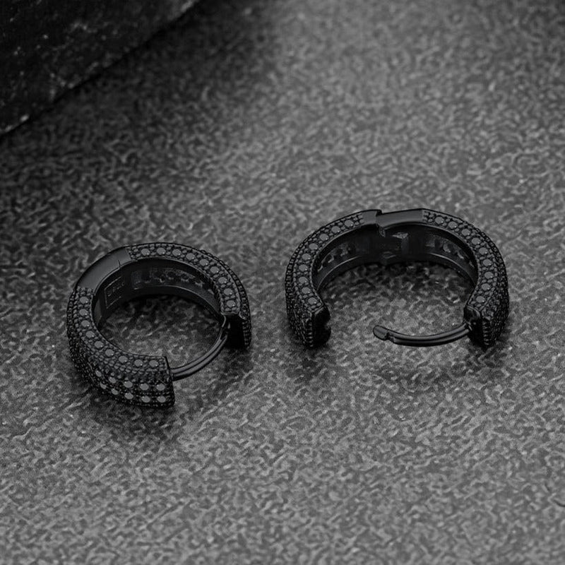 Chunky Diamond Hoop Huggie Earrings for in Sterling Silver