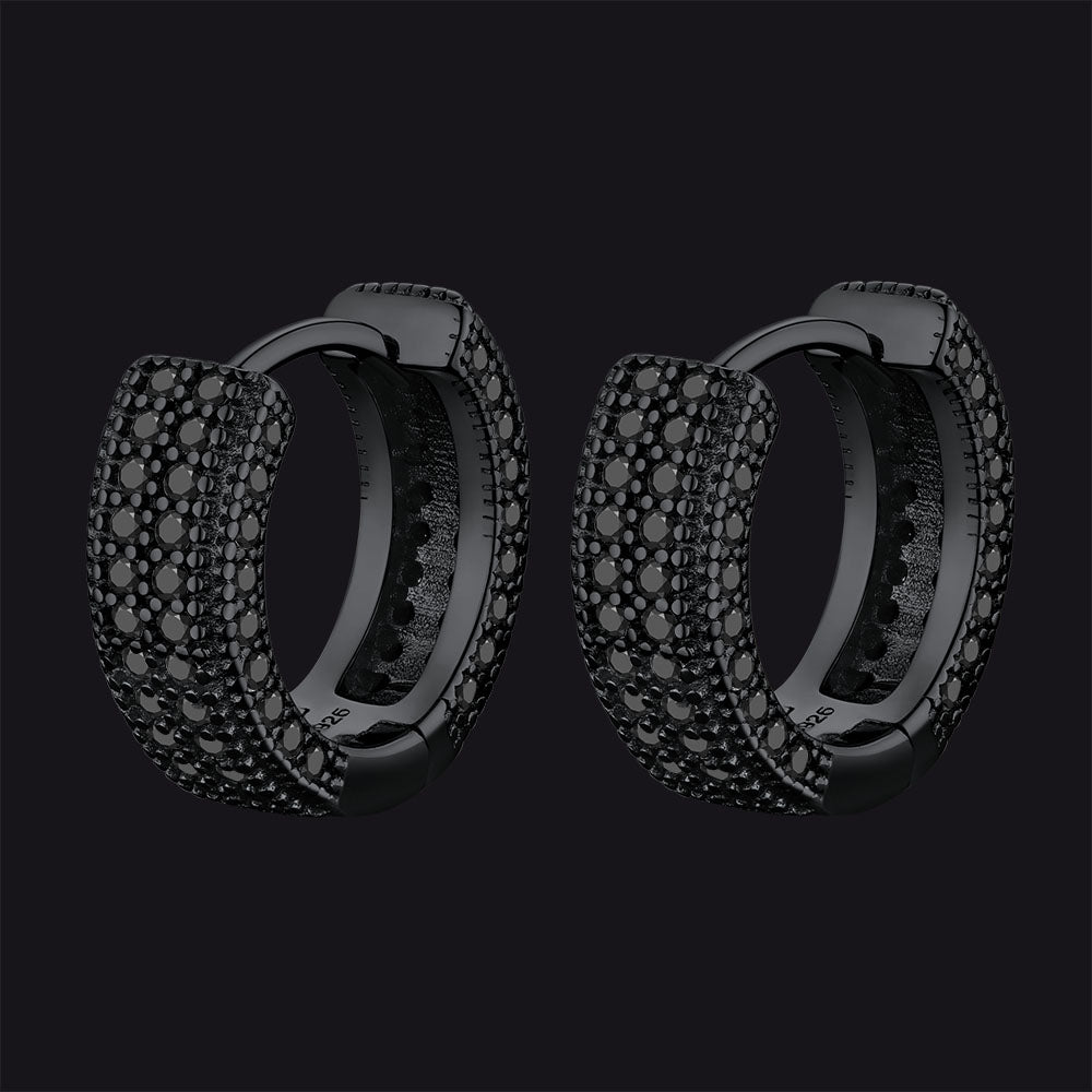 Chunky Diamond Hoop Huggie Earrings for in Sterling Silver