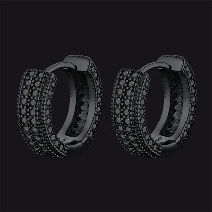 Chunky Diamond Hoop Huggie Earrings for in Sterling Silver