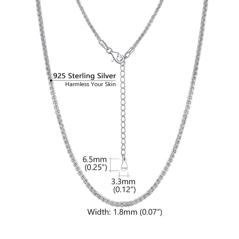 925 Sterling Silver Thin Cable Chain Necklace for