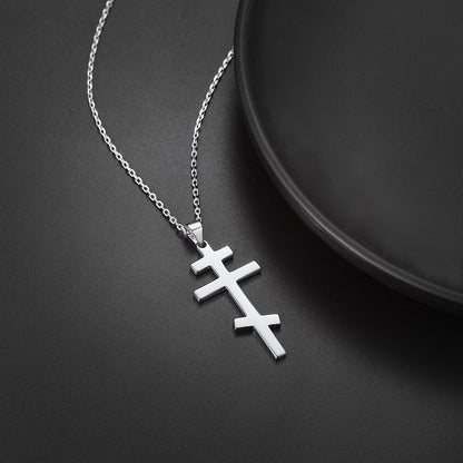 Sterling Silver Russian Orthodox Cross Necklace