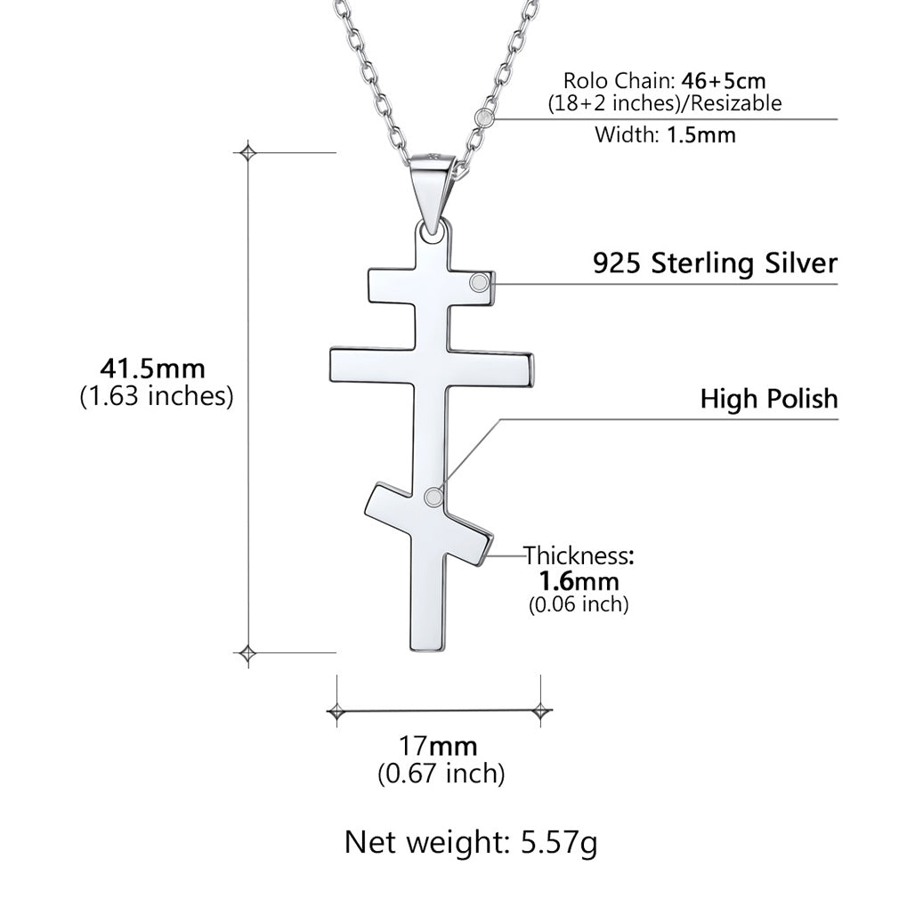 Sterling Silver Russian Orthodox Cross Necklace